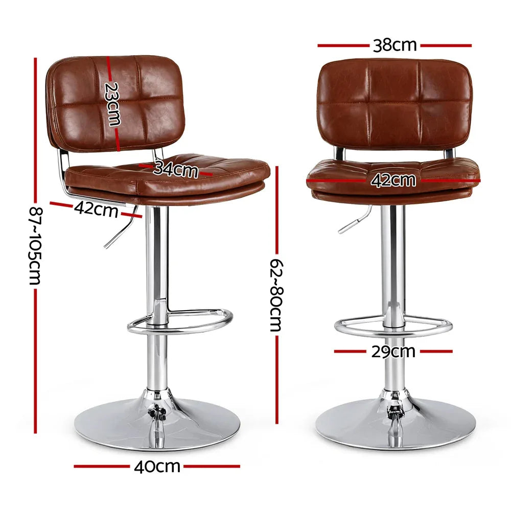 Artiss 4x Bar Stools Kitchen Swivel Gas Lift Counter Chair Tuft PU Leather Brown - Mekamart Australia
