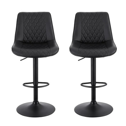 Artiss 2x Bar Stools Kitchen Swivel Gas Lift Counter Chair Diamond Leather Black