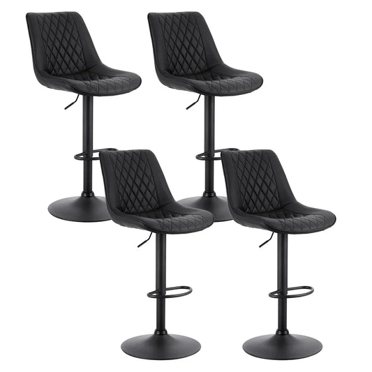 Artiss 4x Bar Stools Kitchen Swivel Gas Lift Counter Chair Diamond Leather Black