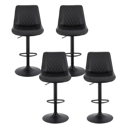 Artiss 4x Bar Stools Kitchen Swivel Gas Lift Counter Chair Diamond Leather Black - Mekamart Australia
