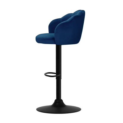 Artiss 2x Bar Stools Gas Lift Velvet Blue - Mekamart Australia