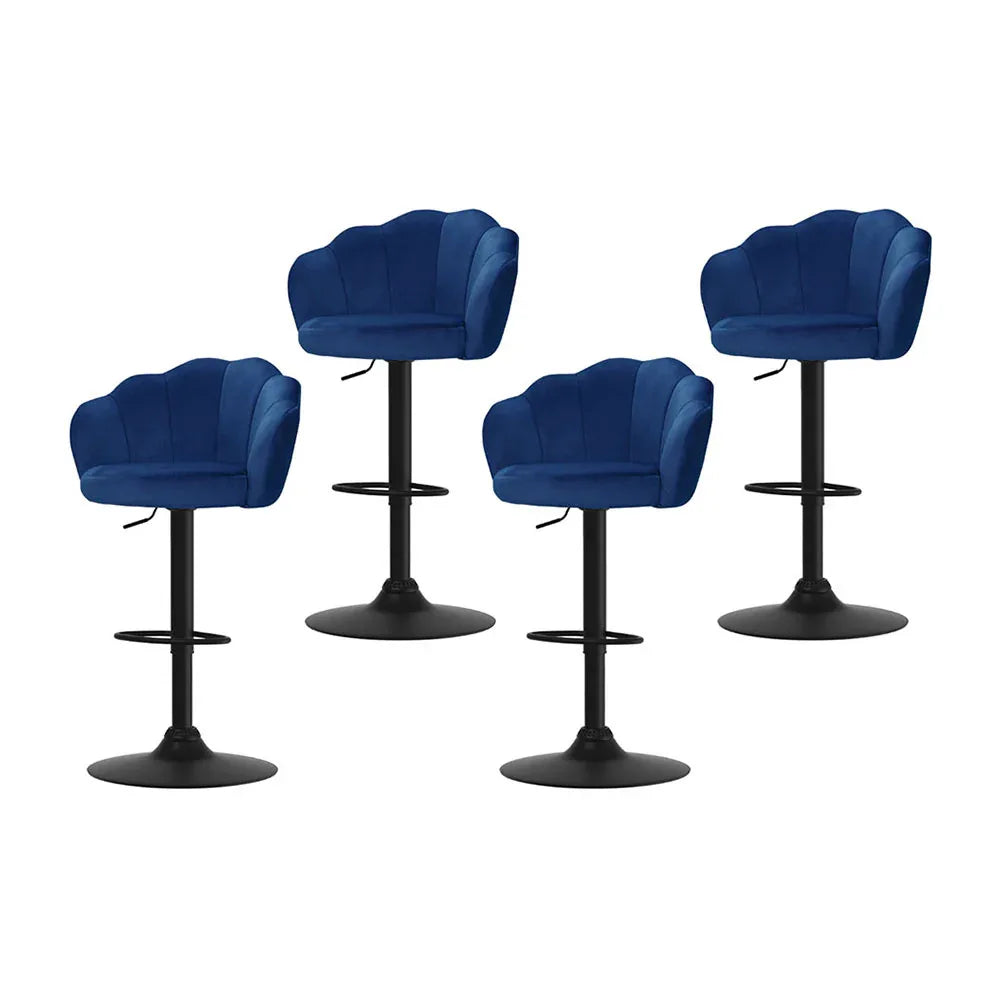Artiss 4x Bar Stools Gas Lift Velvet Blue - Mekamart Australia