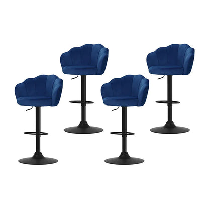 Artiss 4x Bar Stools Gas Lift Velvet Blue - Mekamart Australia