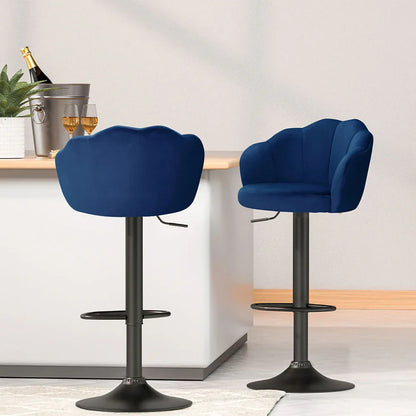 Artiss 4x Bar Stools Gas Lift Velvet Blue - Mekamart Australia