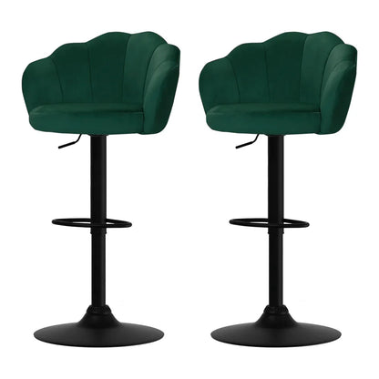 Artiss 2x Bar Stools Gas Lift Velvet Green - Mekamart Australia