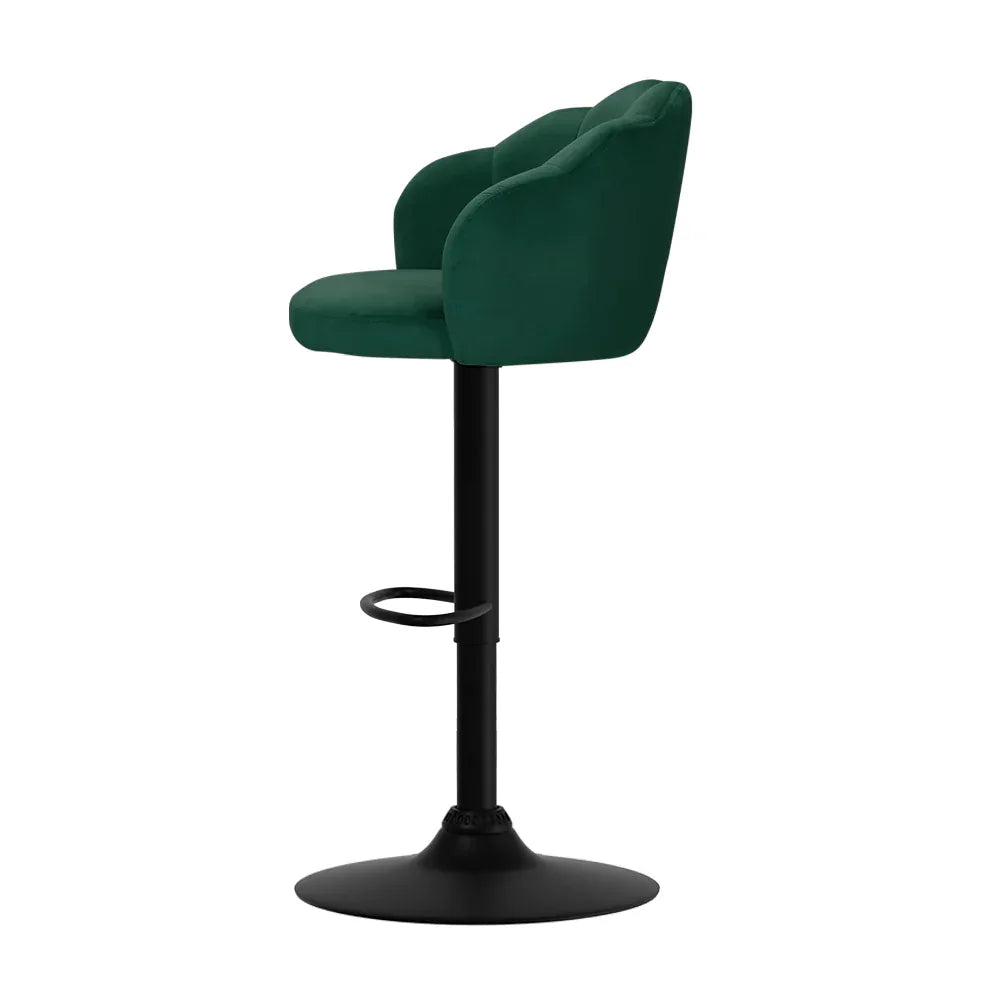 Artiss 2x Bar Stools Gas Lift Velvet Green - Mekamart Australia