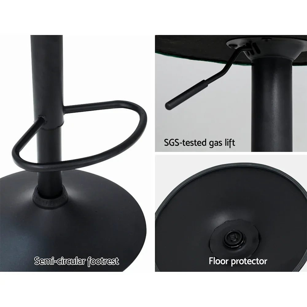 Artiss 2x Bar Stools Gas Lift Velvet Green - Mekamart Australia