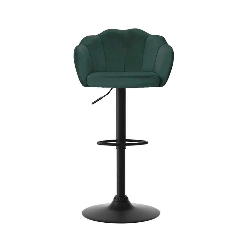 Artiss 4x Bar Stools Gas Lift Velvet Green - Mekamart Australia