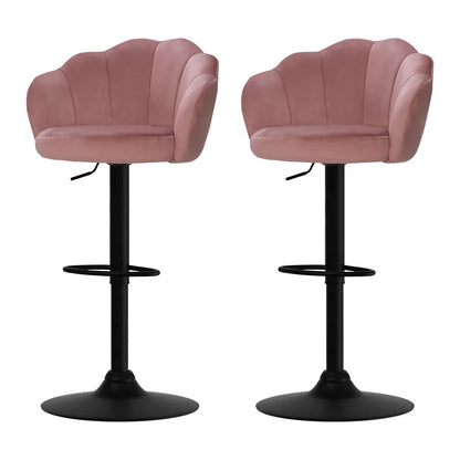 Artiss 2x Bar Stools Gas Lift Velvet Pink - Mekamart Australia