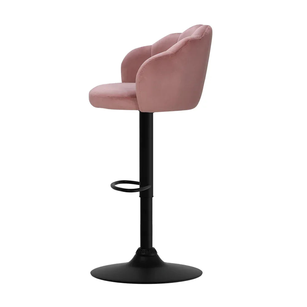 Artiss 2x Bar Stools Gas Lift Velvet Pink - Mekamart Australia