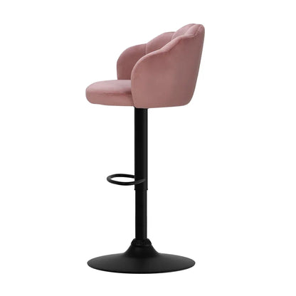 Artiss 2x Bar Stools Gas Lift Velvet Pink - Mekamart Australia