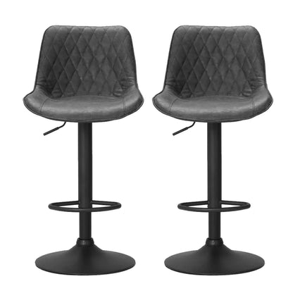 Artiss 2x Bar Stools Gas Lift Vintage Leather Black - Mekamart Australia