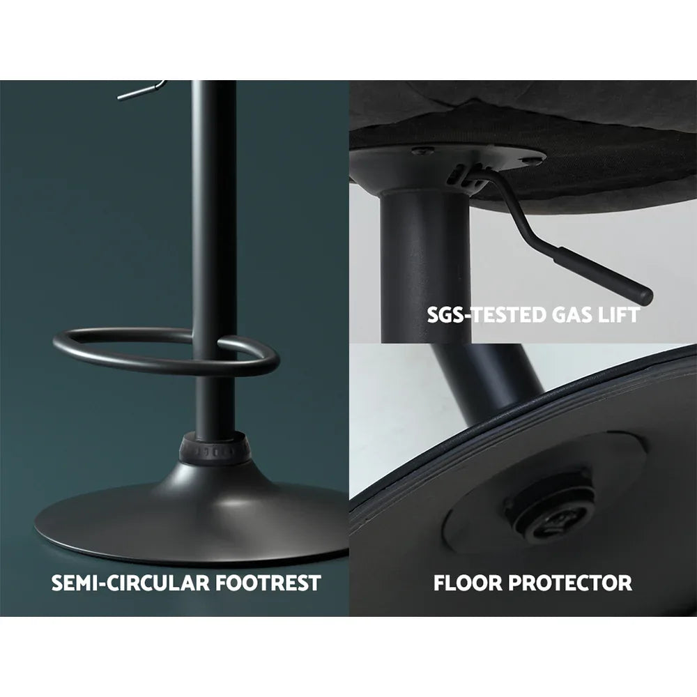 Artiss 2x Bar Stools Gas Lift Vintage Leather Black - Mekamart Australia