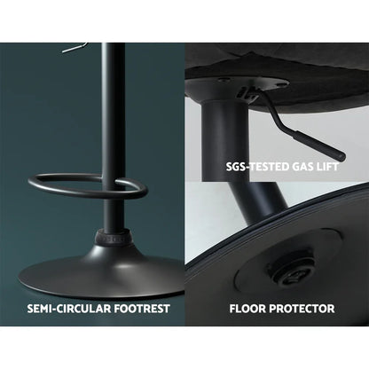 Artiss 2x Bar Stools Gas Lift Vintage Leather Black - Mekamart Australia