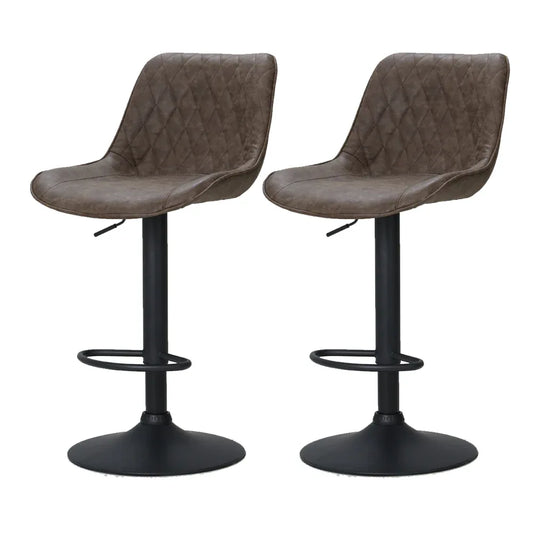 Artiss 2x Bar Stools Gas Lift Vintage Leather Brown - Mekamart Australia