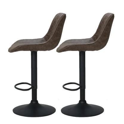 Artiss 2x Bar Stools Gas Lift Vintage Leather Brown - Mekamart Australia
