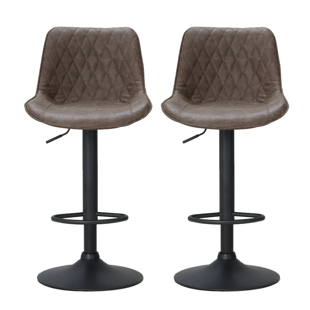 Artiss 2x Bar Stools Gas Lift Vintage Leather Brown - Mekamart Australia