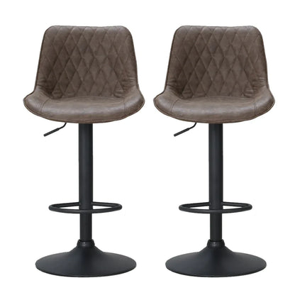 Artiss 2x Bar Stools Gas Lift Vintage Leather Brown - Mekamart Australia