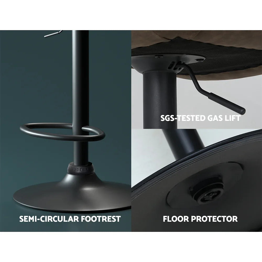 Artiss 2x Bar Stools Gas Lift Vintage Leather Brown - Mekamart Australia