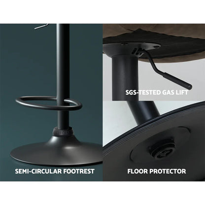 Artiss 2x Bar Stools Gas Lift Vintage Leather Brown - Mekamart Australia