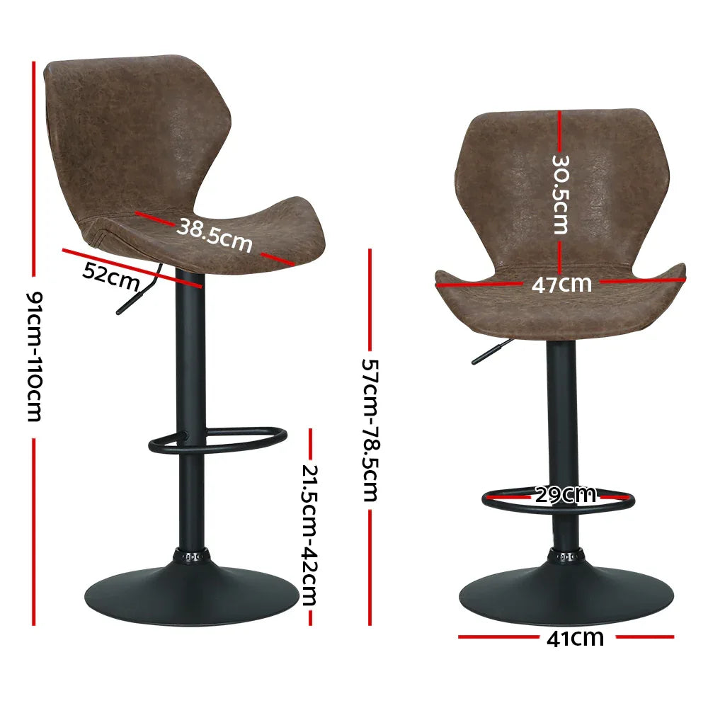 Artiss Bar Stools Kitchen Counter Stools Swivel Gas Lift Vintage Chairs Brown x2 - Mekamart Australia