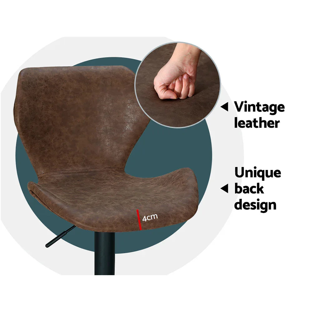 Artiss Bar Stools Kitchen Counter Stools Swivel Gas Lift Vintage Chairs Brown x2 - Mekamart Australia