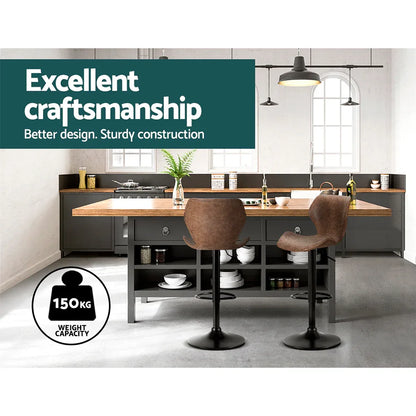 Artiss Bar Stools Kitchen Counter Stools Swivel Gas Lift Vintage Chairs Brown x2 - Mekamart Australia