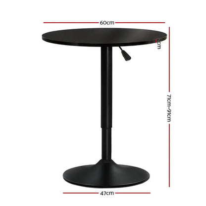 Artiss Bar Table Gas Lift Round Black - Mekamart Australia
