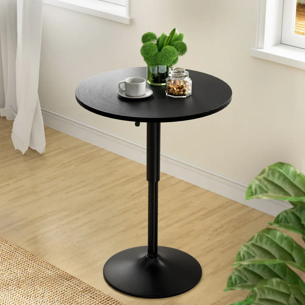 Artiss Bar Table Gas Lift Round Black - Mekamart Australia