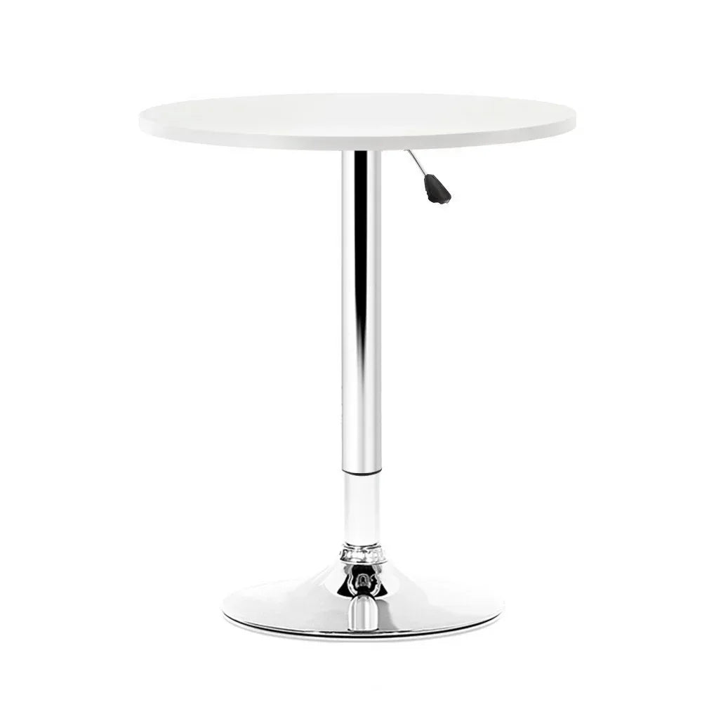 Artiss Bar Table Gas Lift Round White - Mekamart Australia