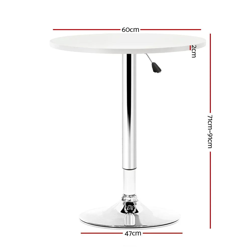 Artiss Bar Table Gas Lift Round White - Mekamart Australia