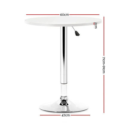 Artiss Bar Table Gas Lift Round White - Mekamart Australia