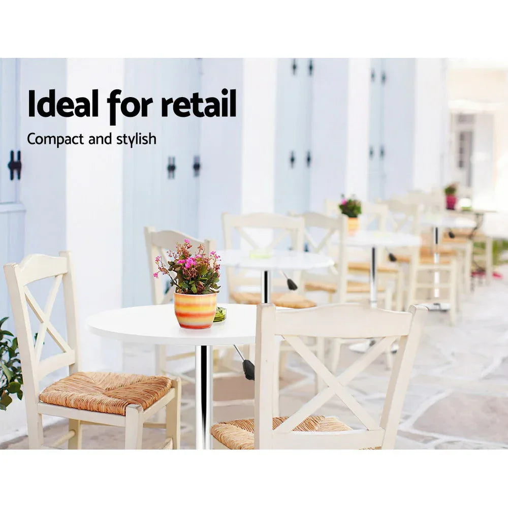 Artiss Bar Table Gas Lift Round White - Mekamart Australia