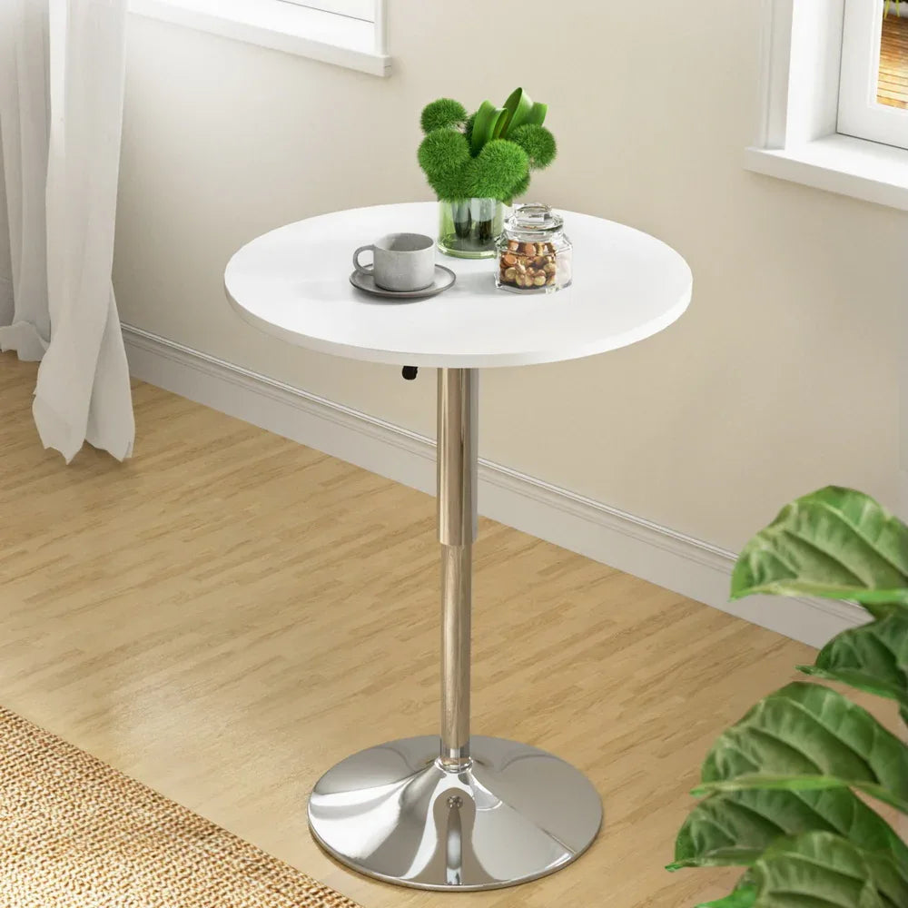 Artiss Bar Table Gas Lift Round White - Mekamart Australia