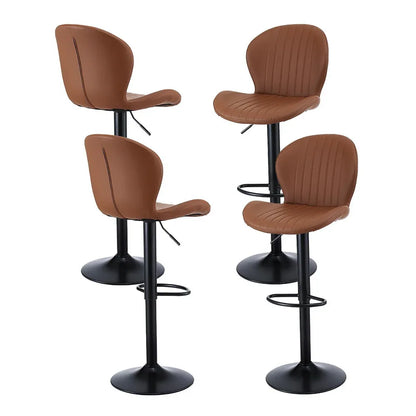 Artiss 4x Bar Stools Kitchen Swivel Gas Lift Counter Chair Shell Leather Brown - Mekamart Australia
