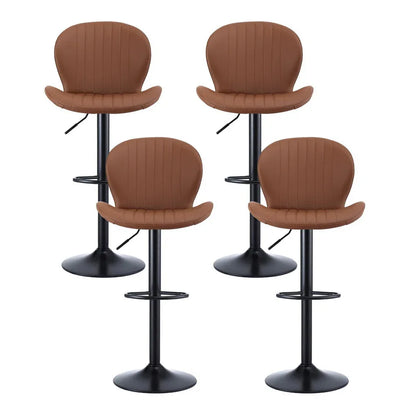 Artiss 4x Bar Stools Kitchen Swivel Gas Lift Counter Chair Shell Leather Brown - Mekamart Australia