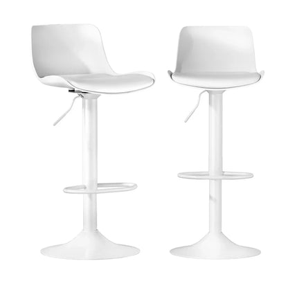 Artiss Bar Stools Kitchen Swivel Gas Lift Stool Leather Dining Chairs White x2 - Mekamart Australia