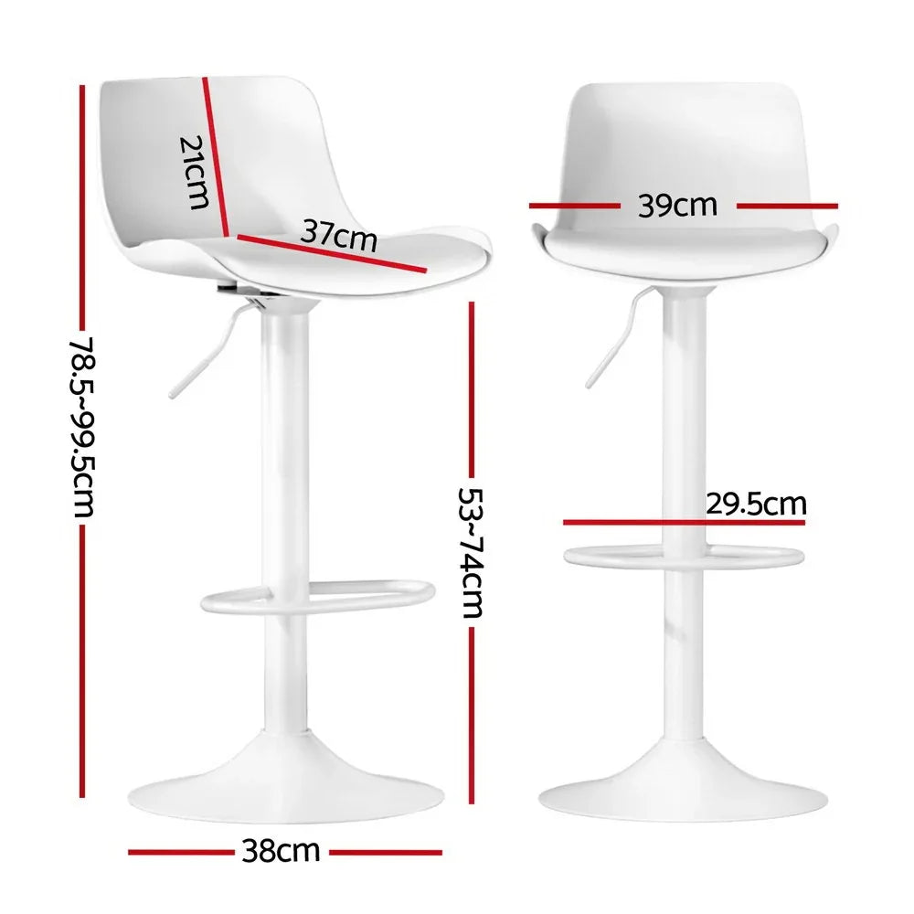 4x Artiss Bar Stools Kitchen Swivel Gas Lift Stool Leather Dining Chairs White - Mekamart Australia
