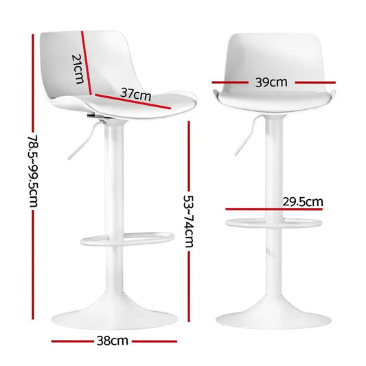 4x Artiss Bar Stools Kitchen Swivel Gas Lift Stool Leather Dining Chairs White - Mekamart Australia
