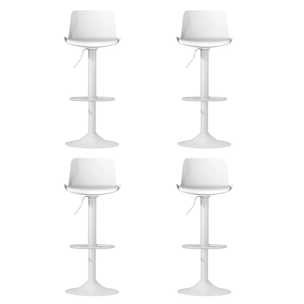 4x Artiss Bar Stools Kitchen Swivel Gas Lift Stool Leather Dining Chairs White - Mekamart Australia