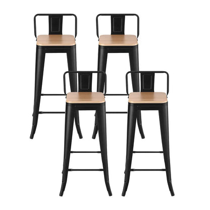 Artiss 4x Bar Stools Kitchen Counter High Chair Dining Stackable Metal Black