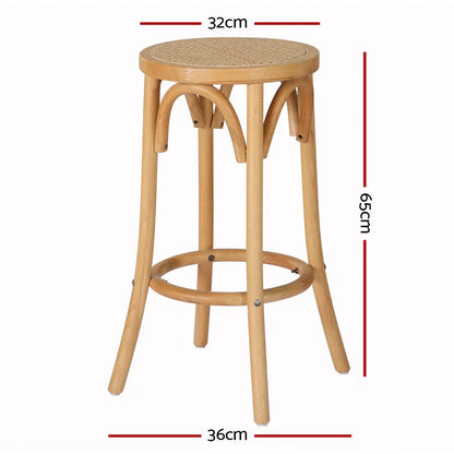 Artiss 2x Bar Stoosl Rattan Seat Wooden - Mekamart Australia
