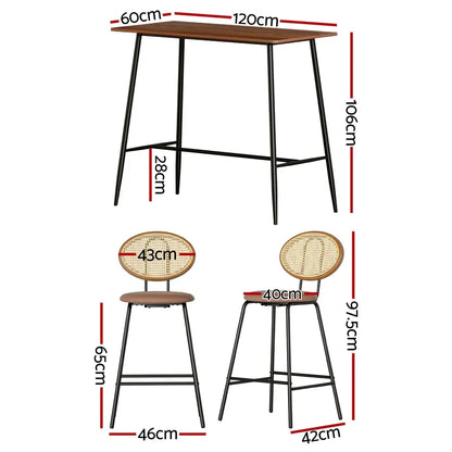 Artiss Bar Table Stools Set Dining Desk Industrial Kitchen Chairs Cafe Pub