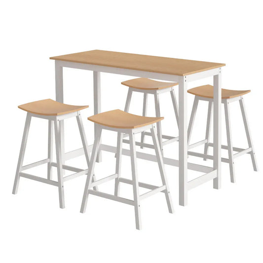 Artiss Bar Table and Stools Set Dining Desk Solid Wood Kitchen Chairs Cafe Pub