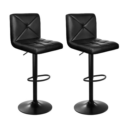 Artiss 2x Bar Stools Kitchen Dining Chairs Gas Lift Stool Leather Black - Mekamart Australia