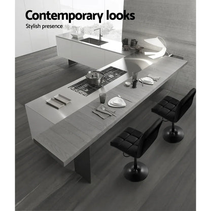 Artiss 2x Bar Stools Kitchen Dining Chairs Gas Lift Stool Leather Black - Mekamart Australia