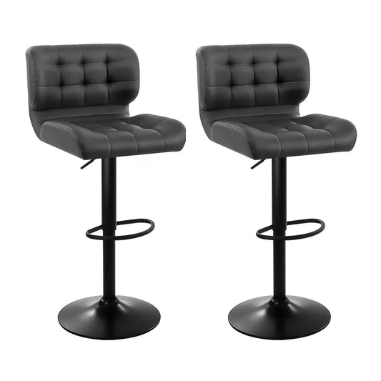 Artiss 2x Bar Stools Gas Lift Leather Padded Grey - Mekamart Australia