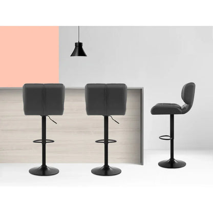 Artiss 2x Bar Stools Gas Lift Leather Padded Grey - Mekamart Australia