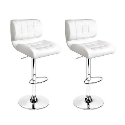 Artiss 2x Bar Stools Gas Lift Leather Padded White - Mekamart Australia