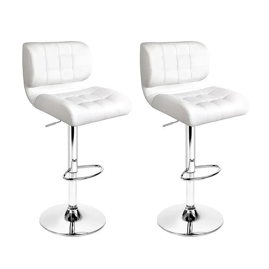 Artiss 2x Bar Stools Gas Lift Leather Padded White - Mekamart Australia